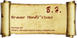 Brauer Honóriusz névjegykártya